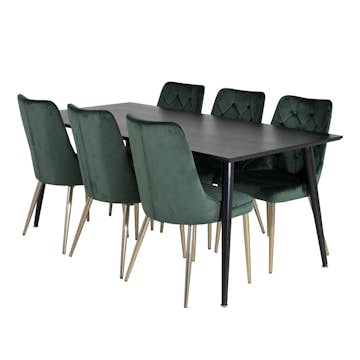 Matgrupp Venture Home Dipp med 6 Velvet Deluxe Sammet Stolar