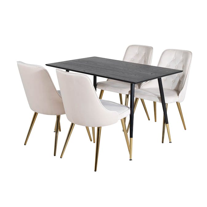 Matgrupp Venture Home Dipp med 4 Velvet Deluxe Stolar