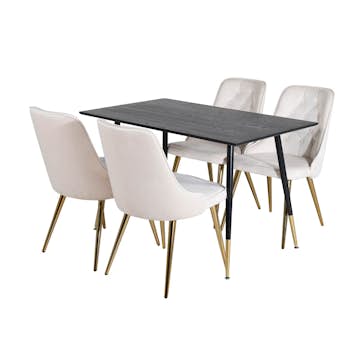 Matgrupp Venture Home Dipp med 4 Velvet Deluxe Stolar