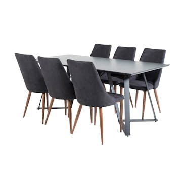 Matgrupp Venture Home Madde med 6 Laura Stolar Polyestertyg