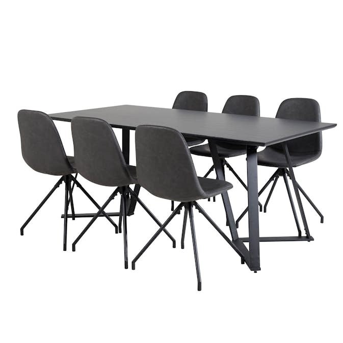 Matgrupp Venture Home Madde med 6 Pobbie Stolar Konstläder