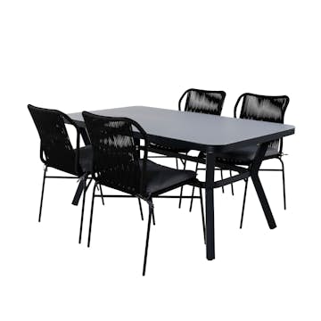 Matgrupp Utomhus Venture Home Vyn med 4 Julle Stapelbara Trädgårdsstolar