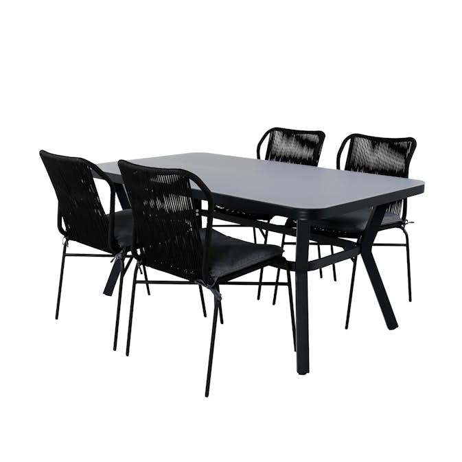 Matgrupp Utomhus Venture Home Vyn med 4 Julle Stapelbara Trädgårdsstolar