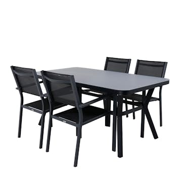 Matgrupp Utomhus Venture Home Vyn med 4 Curz Stapelbara Trädgårdsstolar