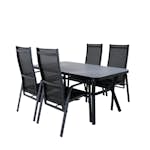 Matgrupp Utomhus Venture Home Vyn Svart med 4 Curz Trädgårdsstolar