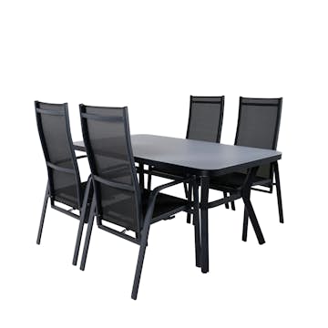 Matgrupp Utomhus Venture Home Vyn Svart med 4 Curz Trädgårdsstolar