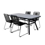 Matgrupp Utomhus Venture Home Vyn med 4 Lumi Stapelbara Trädgårdsstolar