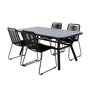 Matgrupp Utomhus Venture Home Vyn med 4 Lumi Stapelbara Trädgårdsstolar