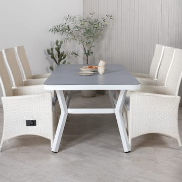 Matgrupp Utomhus Venture Home Virya 160x90 cm med 6 Padova ReclinerUtefåtöljer