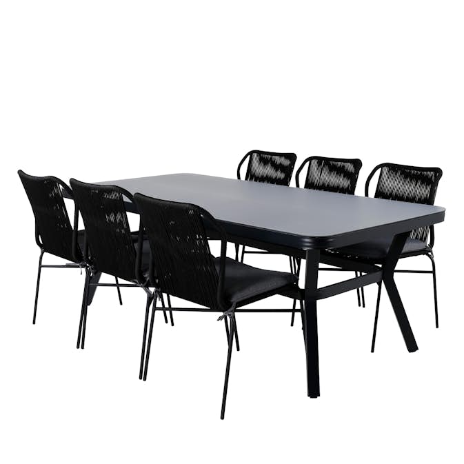 Matgrupp Utomhus Venture Home Vyn med 6 Julle Stapelbara Trädgårdsstolar