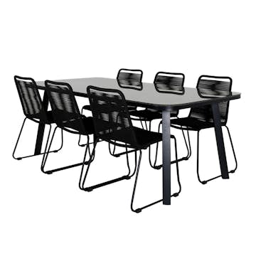 Matgrupp Venture Home Peoria med 6 Leon Stapelbara Matstolar