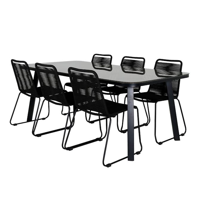 Matgrupp Venture Home Peoria med 6 Leon Stapelbara Matstolar