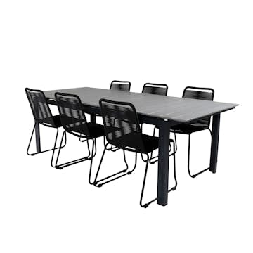 Matgrupp Venture Home Lova 224 med 6 Leon Stapelbara Matstolar