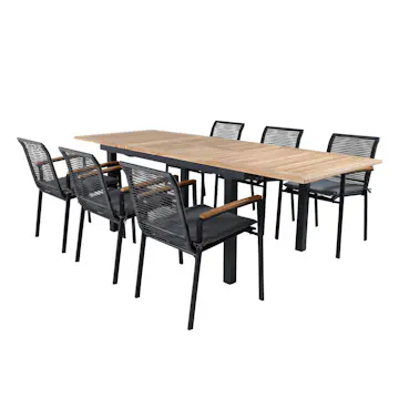 Matgrupp Utomhus Venture Home Perla 152 med 6 Douglas Trädgårdsstolar