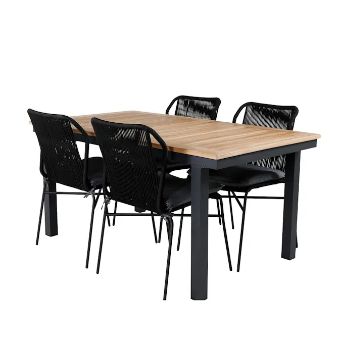 Matgrupp Utomhus Venture Home Perla med 4 Jefferson Stapelbara Trädgårdsstolar