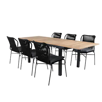 Matgrupp Utomhus Venture Home Perla 152 med 6 Jefferson Stapelbara Trädgårdsstolar