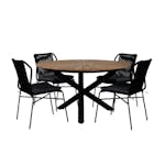 Matgrupp Utomhus Venture Home Meya med 4 Jefferson Stapelbara Trädgårdsstolar