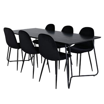 Matgrupp Venture Home Annika med 6 Pobbie Stolar Sammet