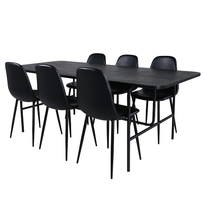 Matgrupp Venture Home Chicago Svart med 6 Pobbie Stolar