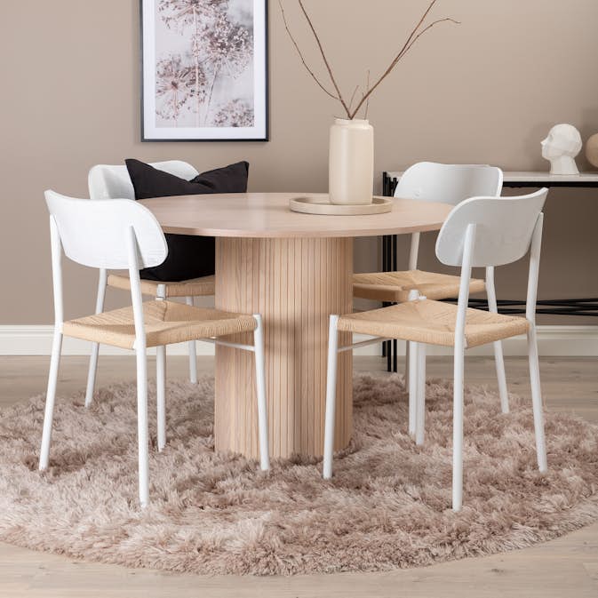 Matgrupp Venture Home Bianca Rund Benvit med 4 Peggy Stolar