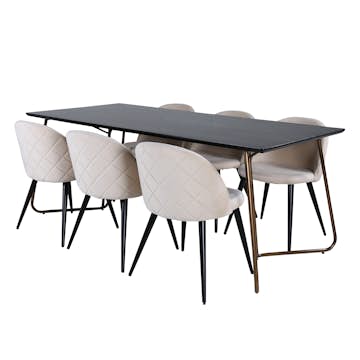 Matgrupp Venture Home Annika med 6 Valentina Stitcthes Stolar Sammet