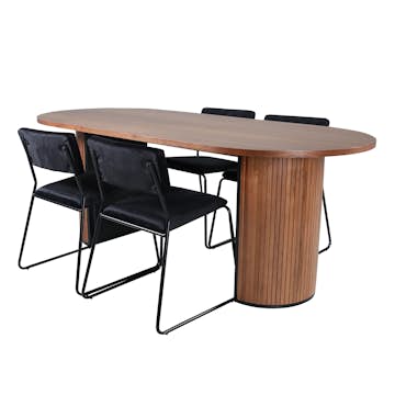 Matgrupp Venture Home Bianca med 4 Kungshamn Stolar Sammet