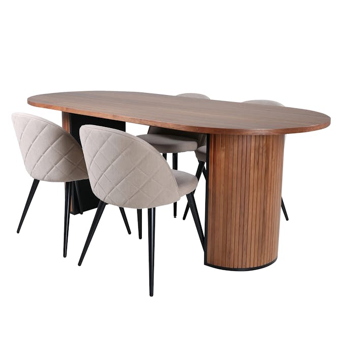 Matgrupp Venture Home Bianca Valnöt med 4 Valentina Stitcthes Stolar