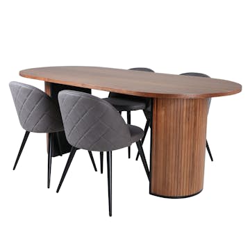 Matgrupp Venture Home Bianca Valnöt med 4 Valentina Stitcthes Stolar