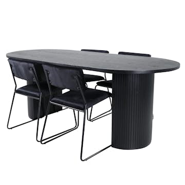 Matgrupp Venture Home Bianca Svart med 4 Kungshamn Stolar