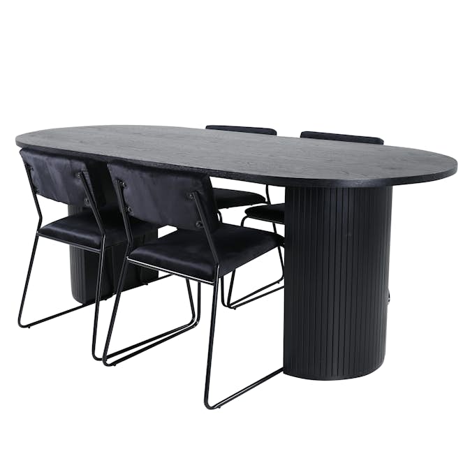 Matgrupp Venture Home Bianca Svart med 4 Kungshamn Stolar