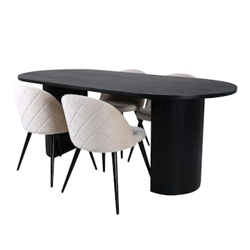 Matgrupp Venture Home Bianca med 4 Valentina Stitcthes Stolar Sammet