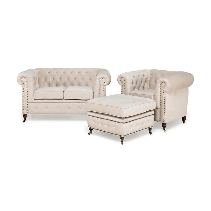Soffgrupp Manor House Chesterfield Deluxe Sammet Grupp 1