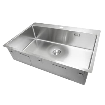 Enkelvask Strand Stainless SOLID med clips och blandarplats