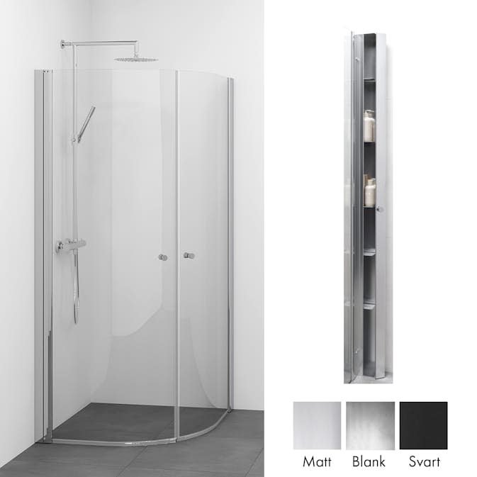 Duschpaket Macro Design Spirit Duschhörn Rund med Sky Duschhylla