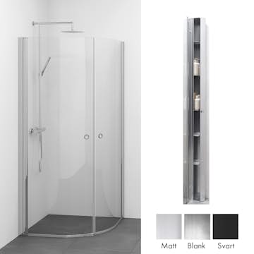 Duschpaket Macro Design Spirit Duschhörn Rund med Sky Duschhylla