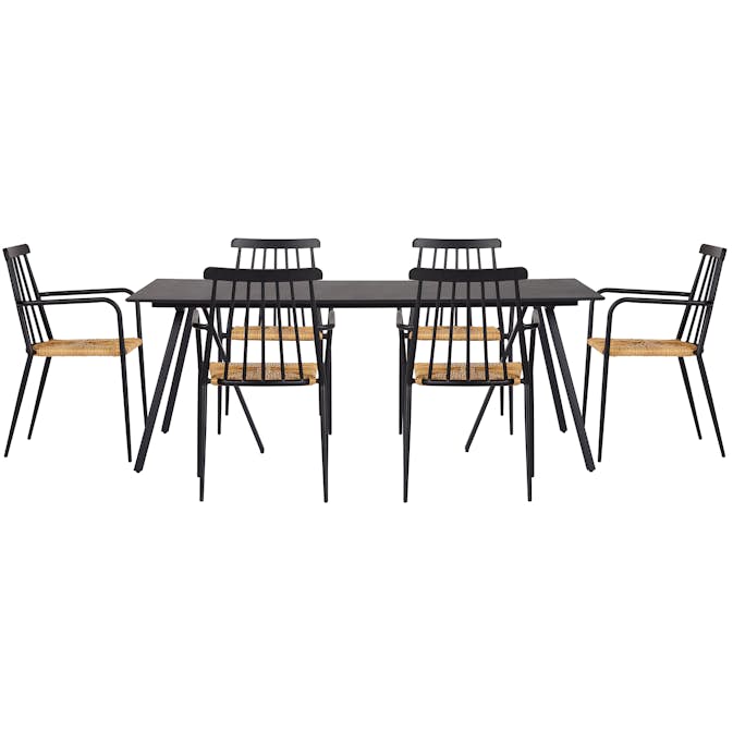 Matgrupp Comfort Garden Envy 200 Svart med 6 Envy Stolar Svart/Natur