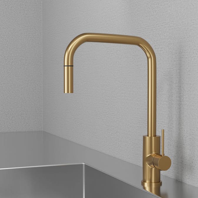 Köksblandare Scandtap Steel Accent Square med Utdragbar Pip