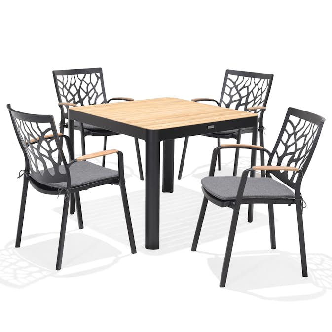 Matgrupp LifestyleGarden Portals Dark med 4 Stolar