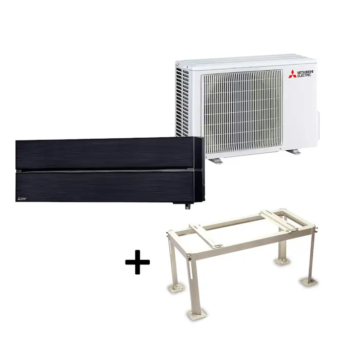 Luftvärmepump Mitsubishi Electric Hero 2.0 LN25 6,3kW Värme SCOP 5,2 Paket med Markstativ