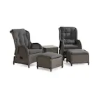 Cafégrupp deNoord Marcus Caféset med 2 Reclinerfåtöljer Utomhus m Dyna