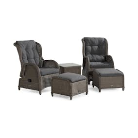 Cafégrupp deNoord Marcus Caféset med 2 Reclinerfåtöljer Utomhus m Dyna