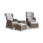 Cafégrupp deNoord Marcus Caféset med 2 Reclinerfåtöljer Utomhus m Dyna