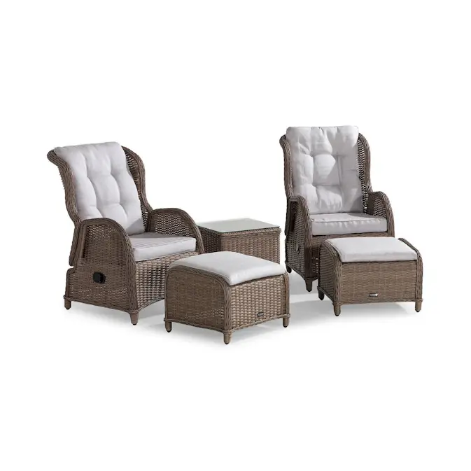 Cafégrupp deNoord Marcus Caféset med 2 Reclinerfåtöljer Utomhus m Dyna