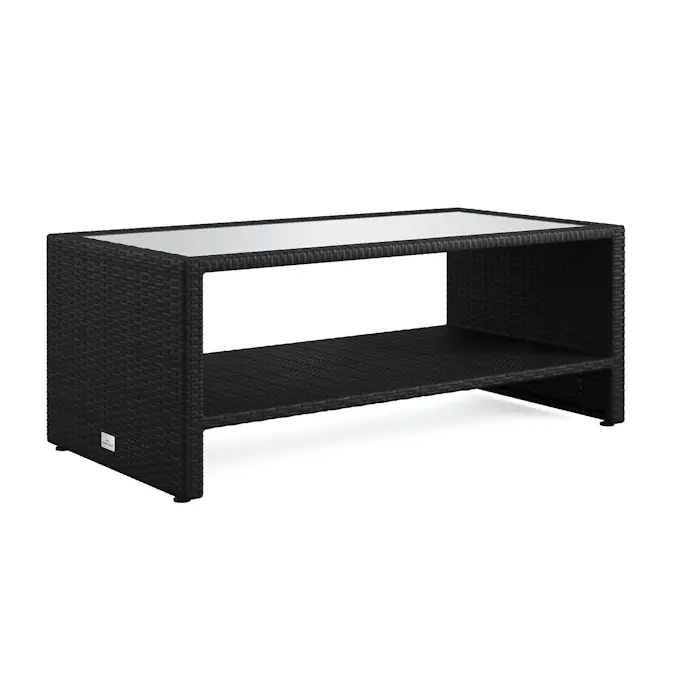 Loungebord Comfort Garden Bahamas Soffbord med hylla Utomhus 113 cm Konstrotting