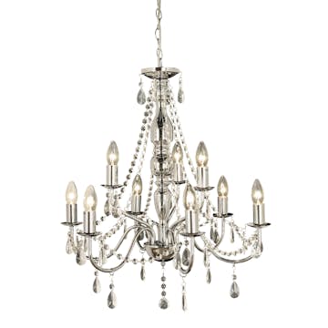 Taklampa Aneta Chateau 9L Krom Kristallkrona