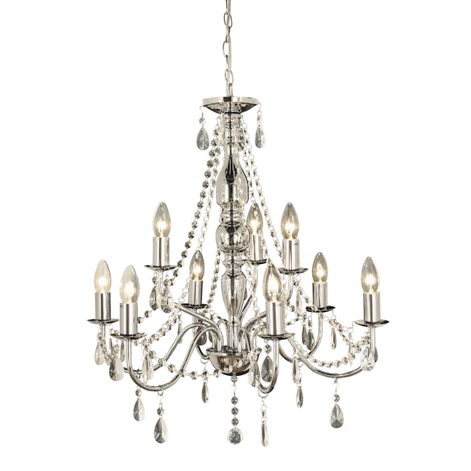Taklampa Aneta Chateau 9L Krom Kristallkrona