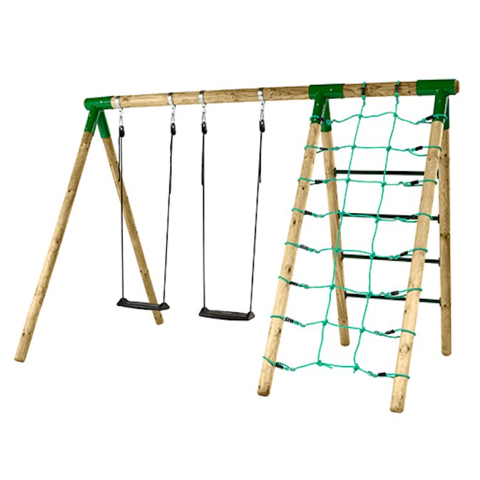 Gungställning Hörby Bruk Active i Trä med Klätternät & Klättersteg