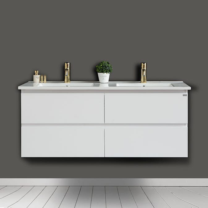 Tvättställsskåp 4AQUA Slim Med 4 Lådor & Grepplist