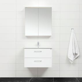 Möbelpaket 4AQUA Slim Vit 80 med Lådor och Spegelskåp