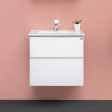 Tvättställsskåp 4AQUA Slim H Med 2 Lådor & Grepplist